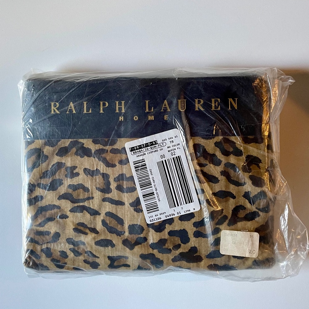 Ralph Lauren Queen Size Flat Sheet in Aragon Leopard Print - New in package